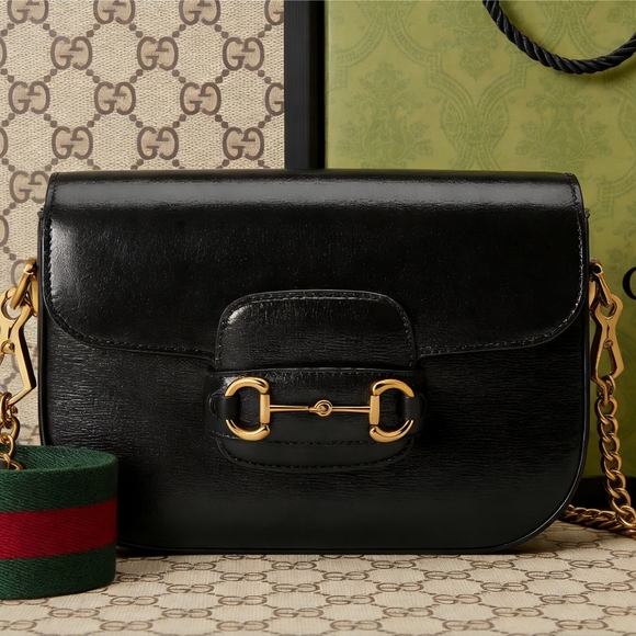 Gucci Shoes - <AUTHENTIC>Gucci Horsebit 1955 Medium Shoulder Bag in Black